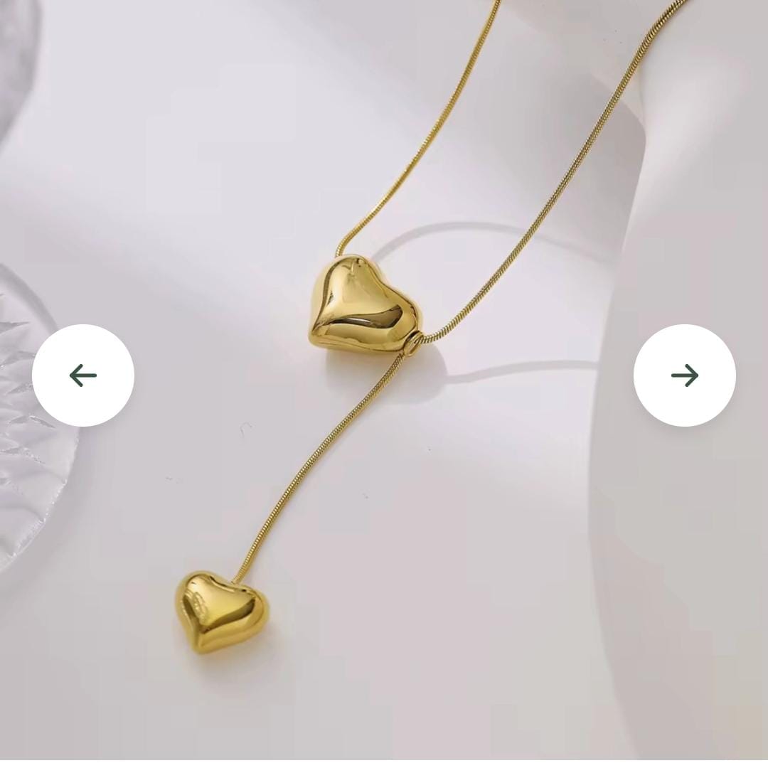 Golden Heart with Heart Charm Pendant