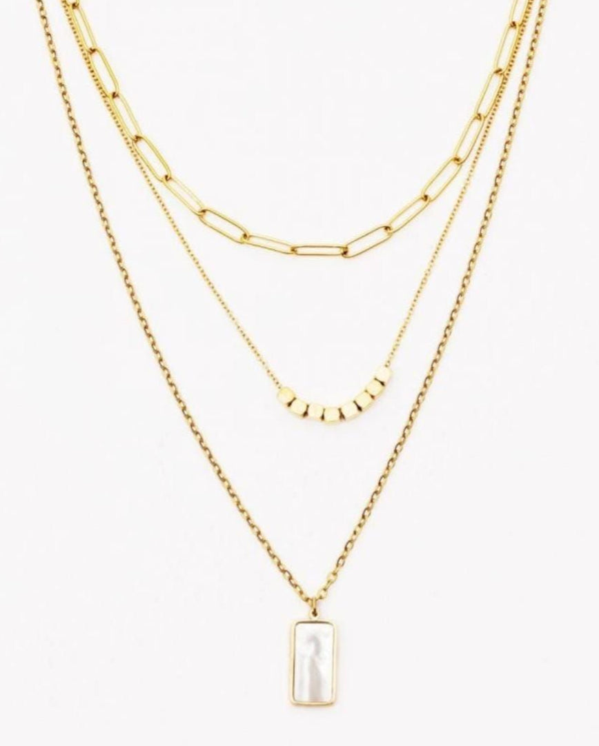 Triple Chain with White Marble