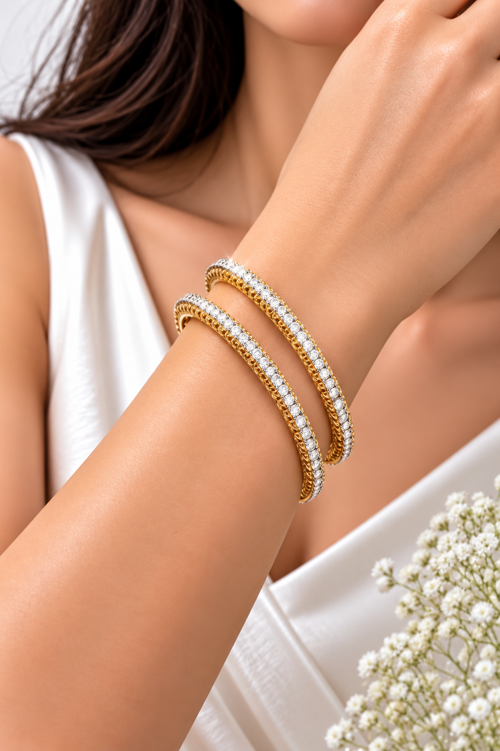 Golden Pavé Classic Hoops