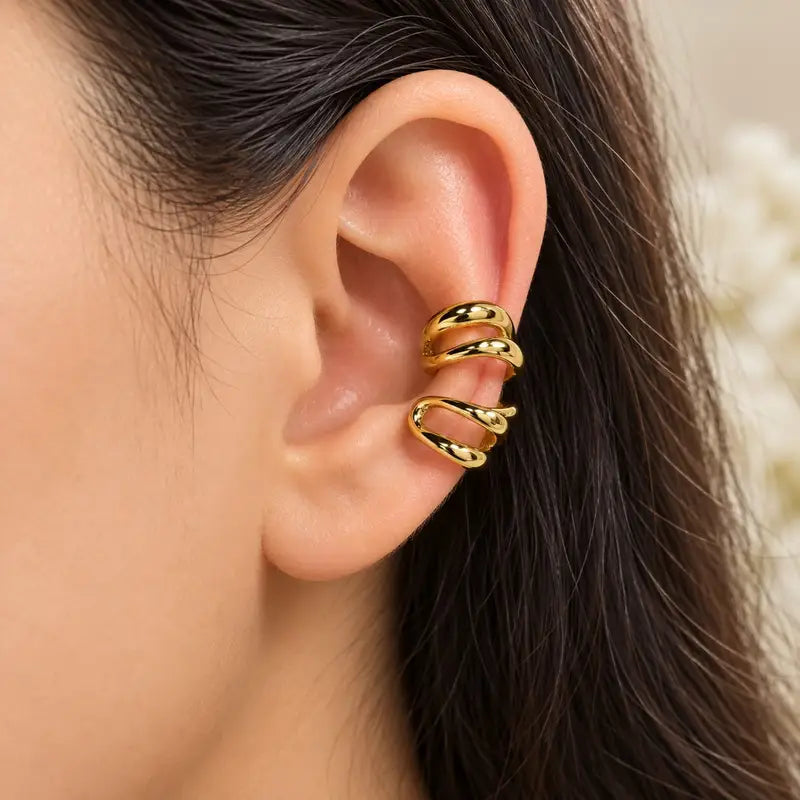 Triple Wave Gold Ear Cuff