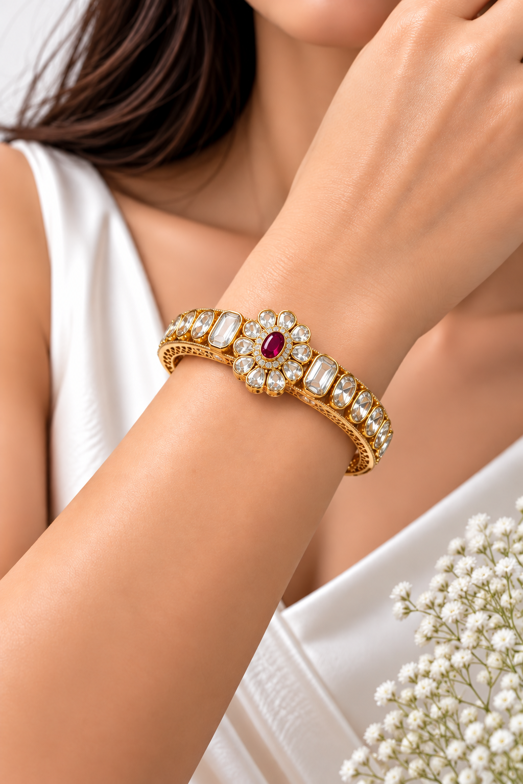 Royal Gemstone Link Bangle