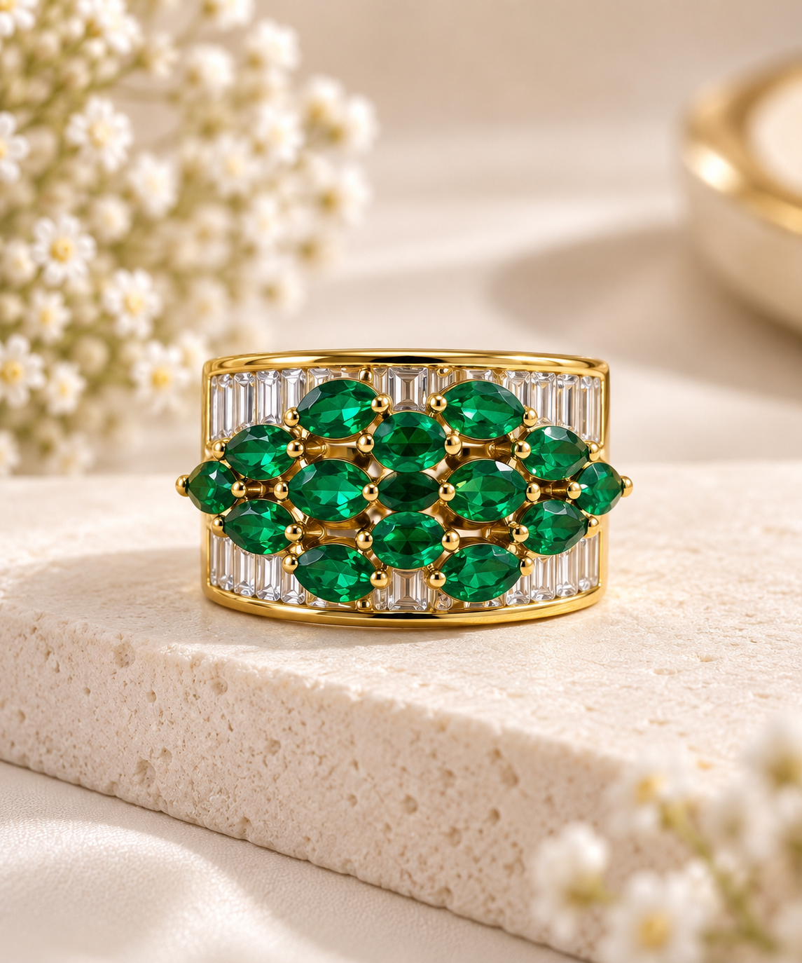 Emerald Garden Baguette Band