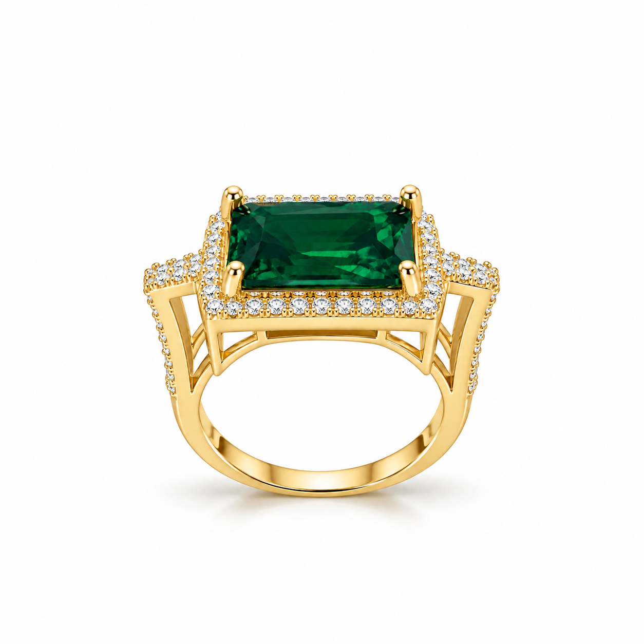 Emerald Royale Halo Ring