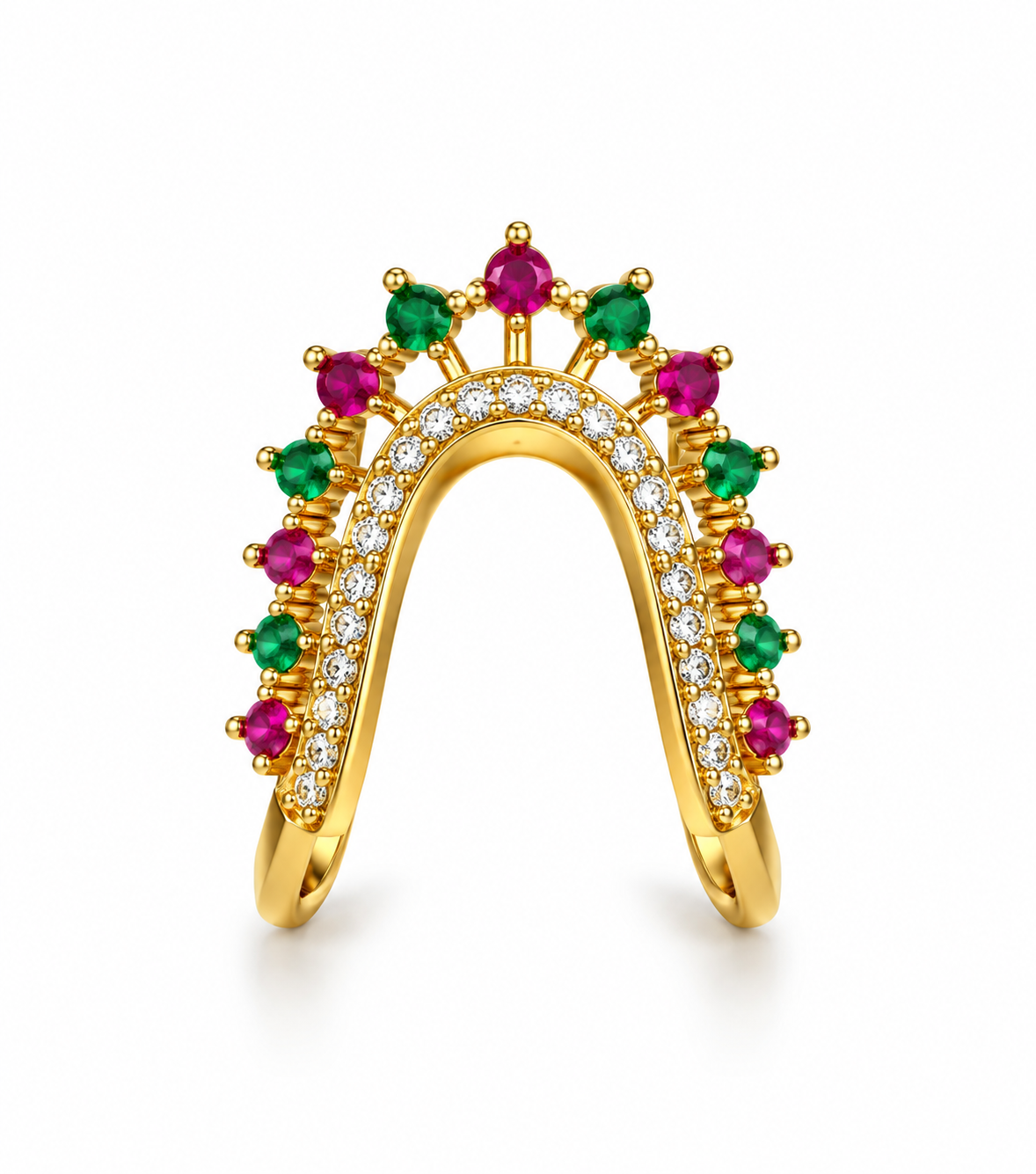 Emerald Ruby Archway Statement Ring