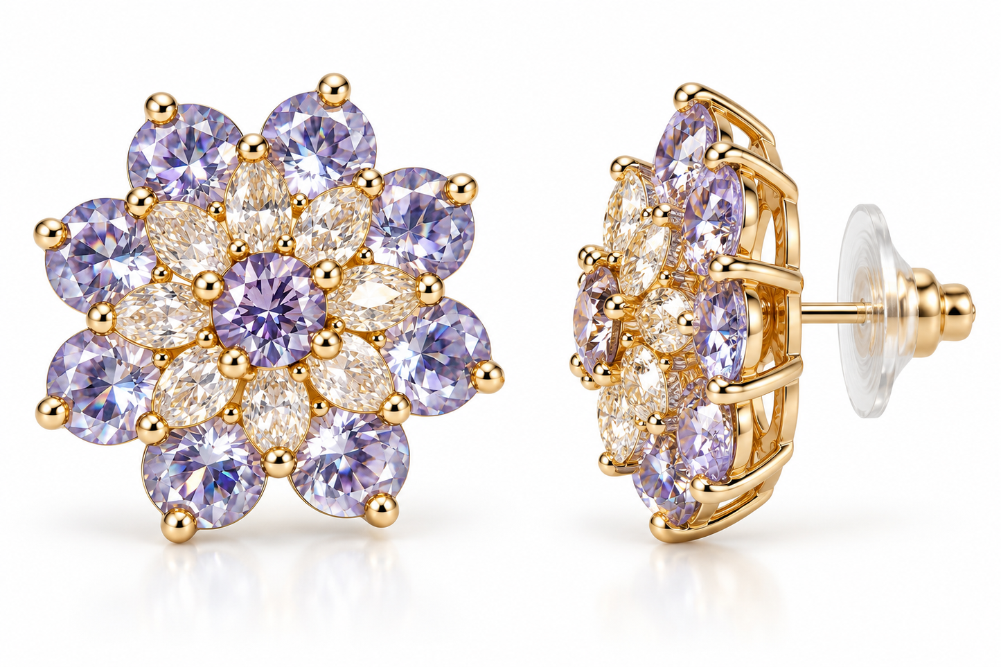 Lavender Bloom Crystal Earrings