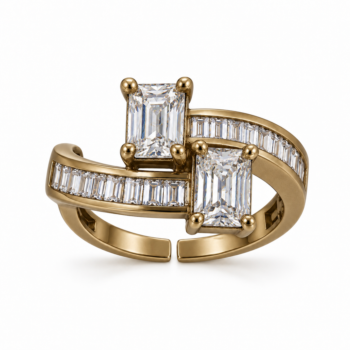 Golden Crystal Interlock Ring