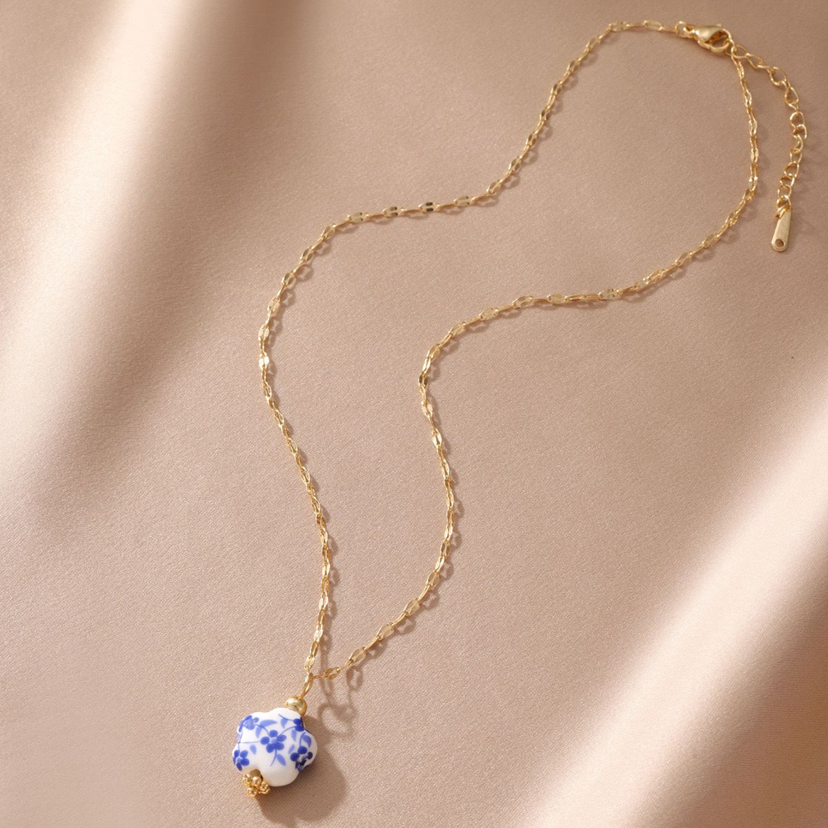 Blue Floral Ceramic Pendant