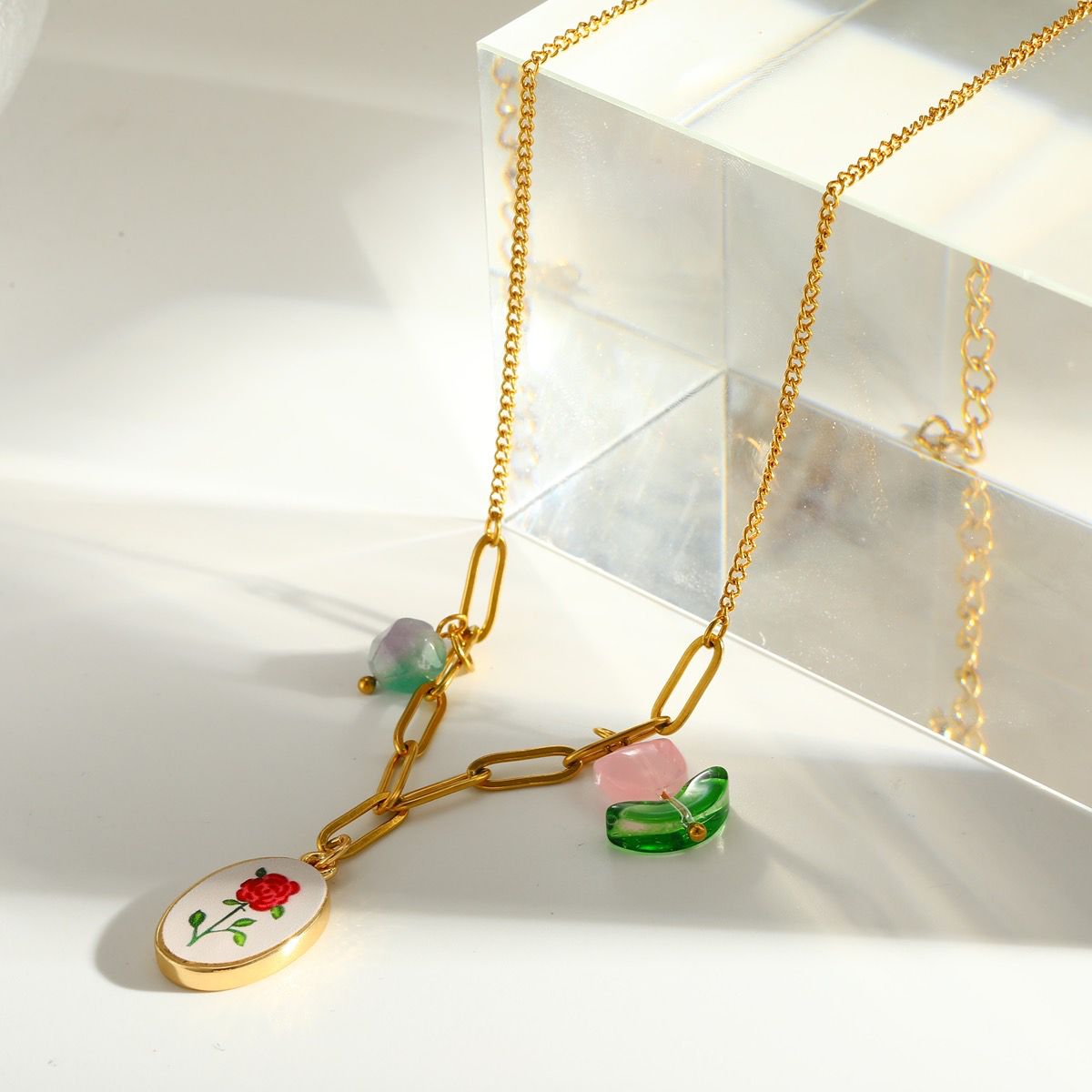 Pastel Charm Link Necklace
