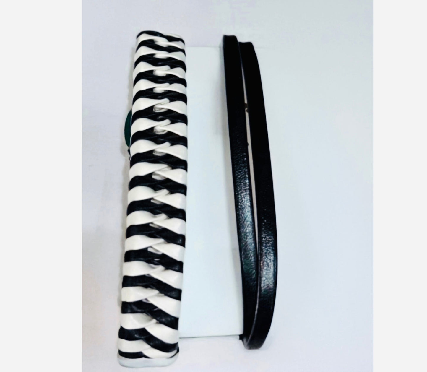 Leather Black & White Bands Pair
