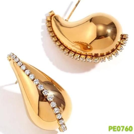 AD Studded Droplet Earrings