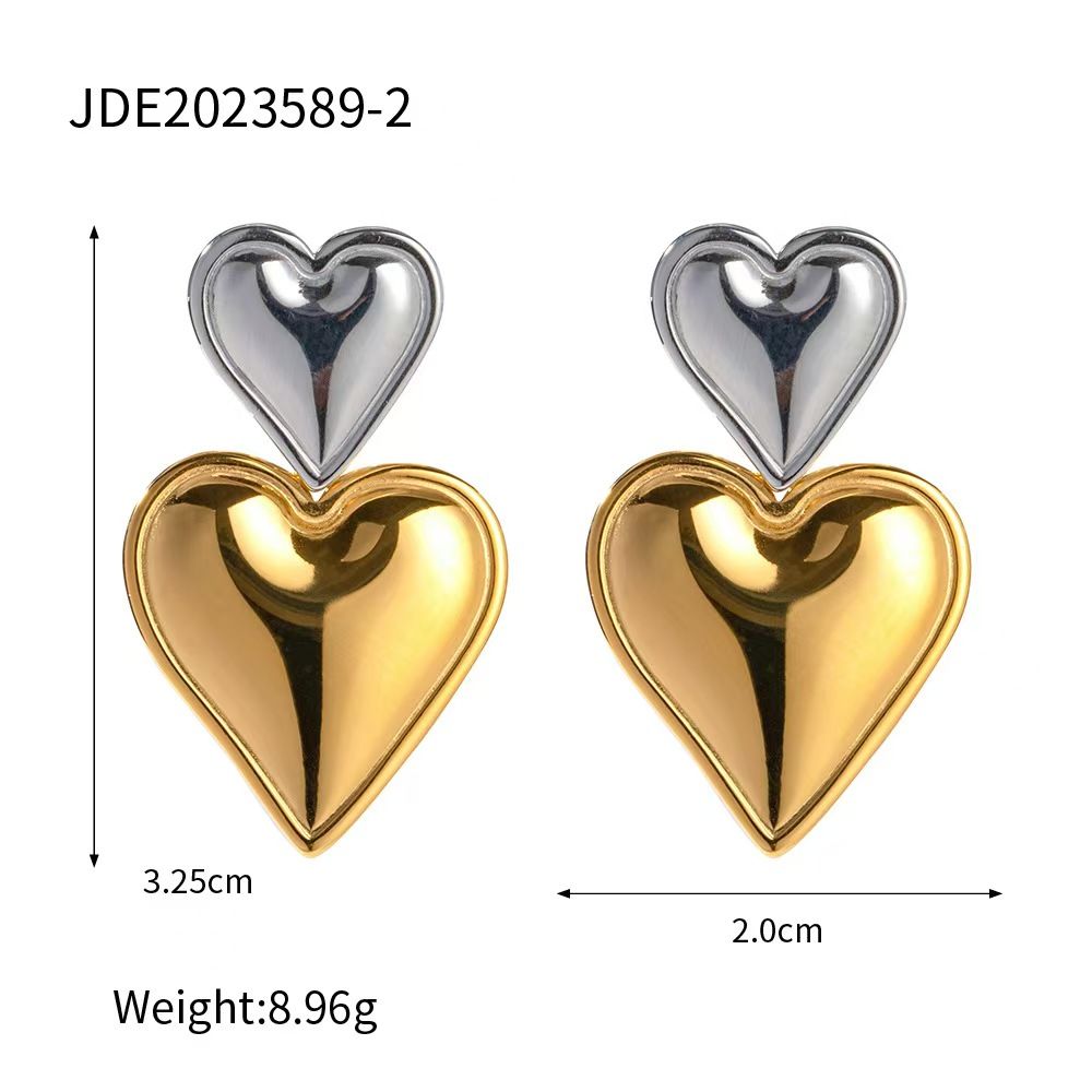 Golden & Silver Heart Earrings
