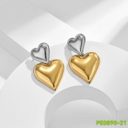 Golden & Silver Heart Earrings