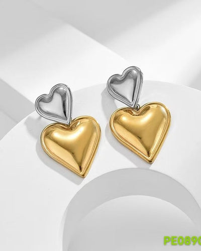 Golden & Silver Heart Earrings