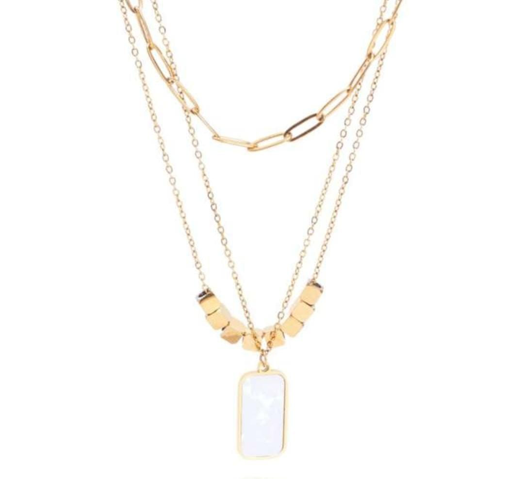 Triple Chain with White Marble