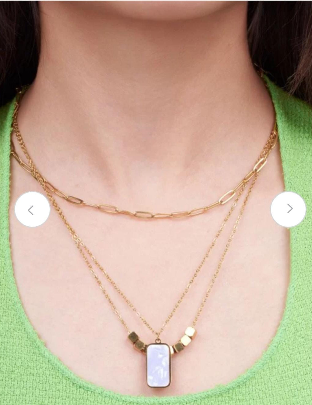 Triple Chain with White Marble