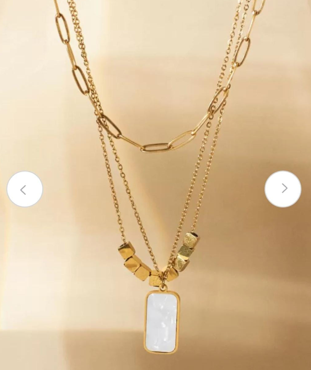 Triple Chain with White Marble