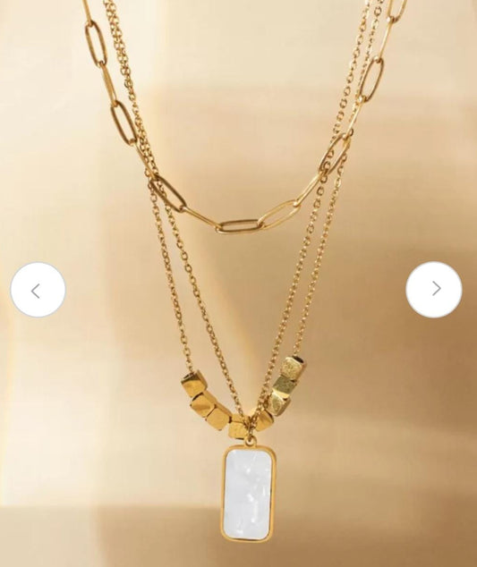 Triple Chain with White Marble