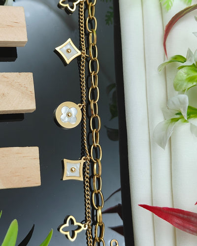All shape white Golden Chain Bracelet