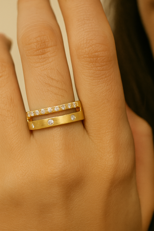 AD Studded Golden Ring