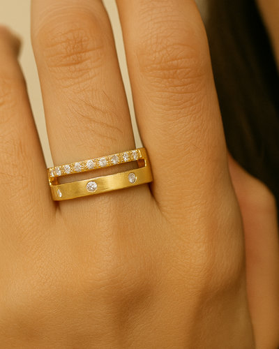 AD Studded Golden Ring