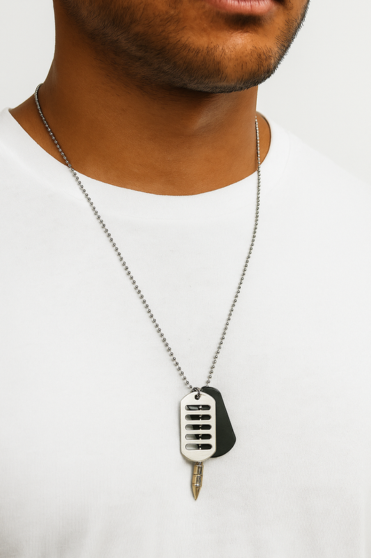 Bullet Trio plate Beaded chain Pendant