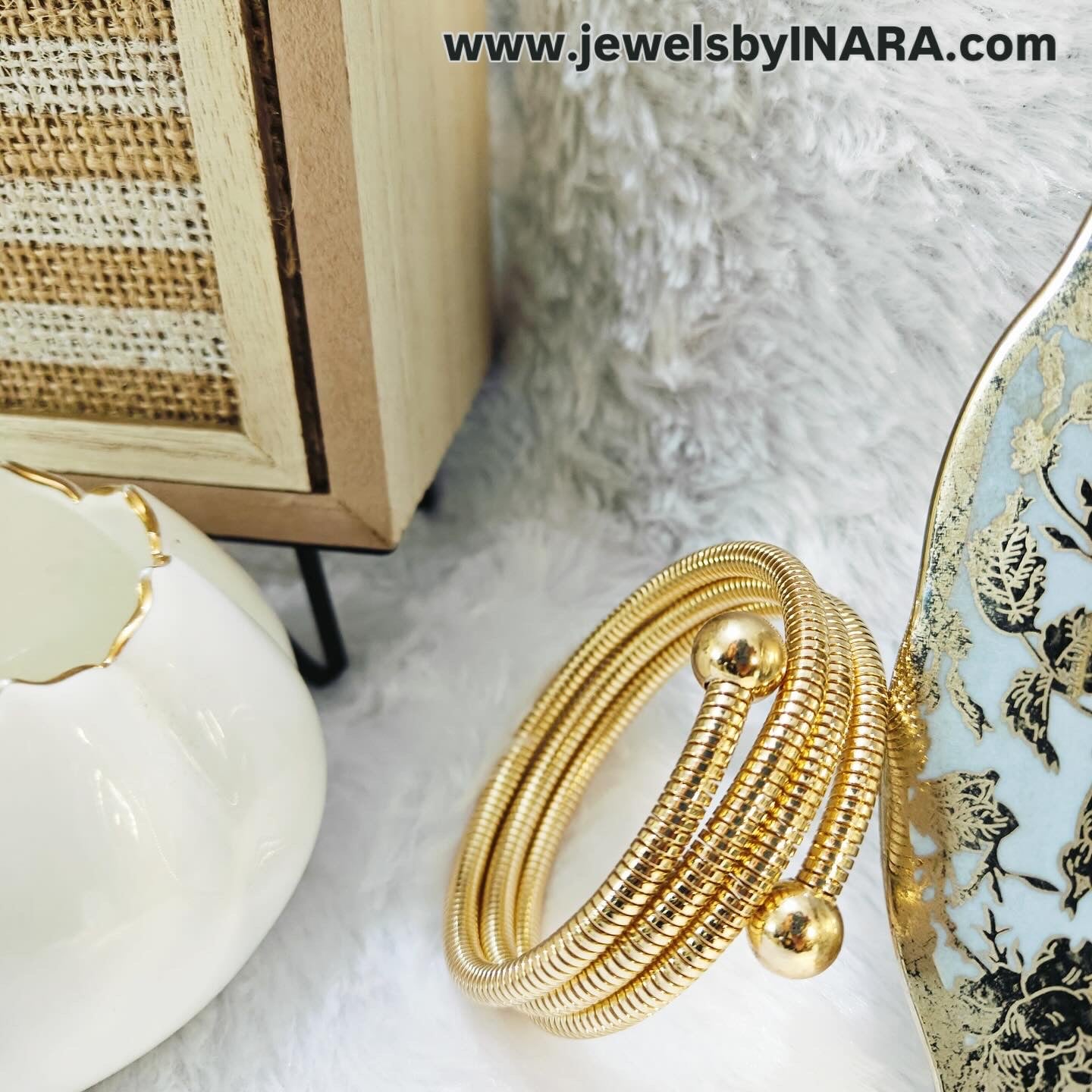 Spiral Cuff Golden Bracelet