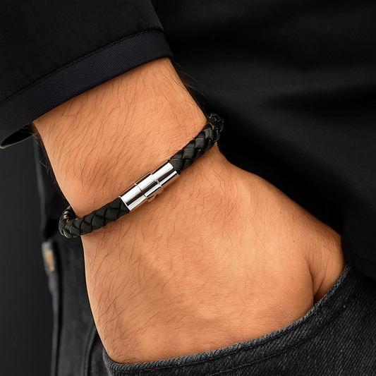 Metal Lock Black Bracelet