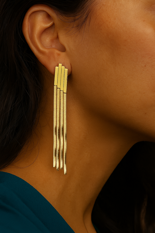 Golden Charmed Chain Earrings