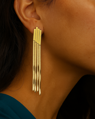 Golden Charmed Chain Earrings