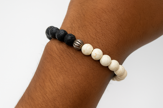 Black & White Scared Beads Band (Stretchable)
