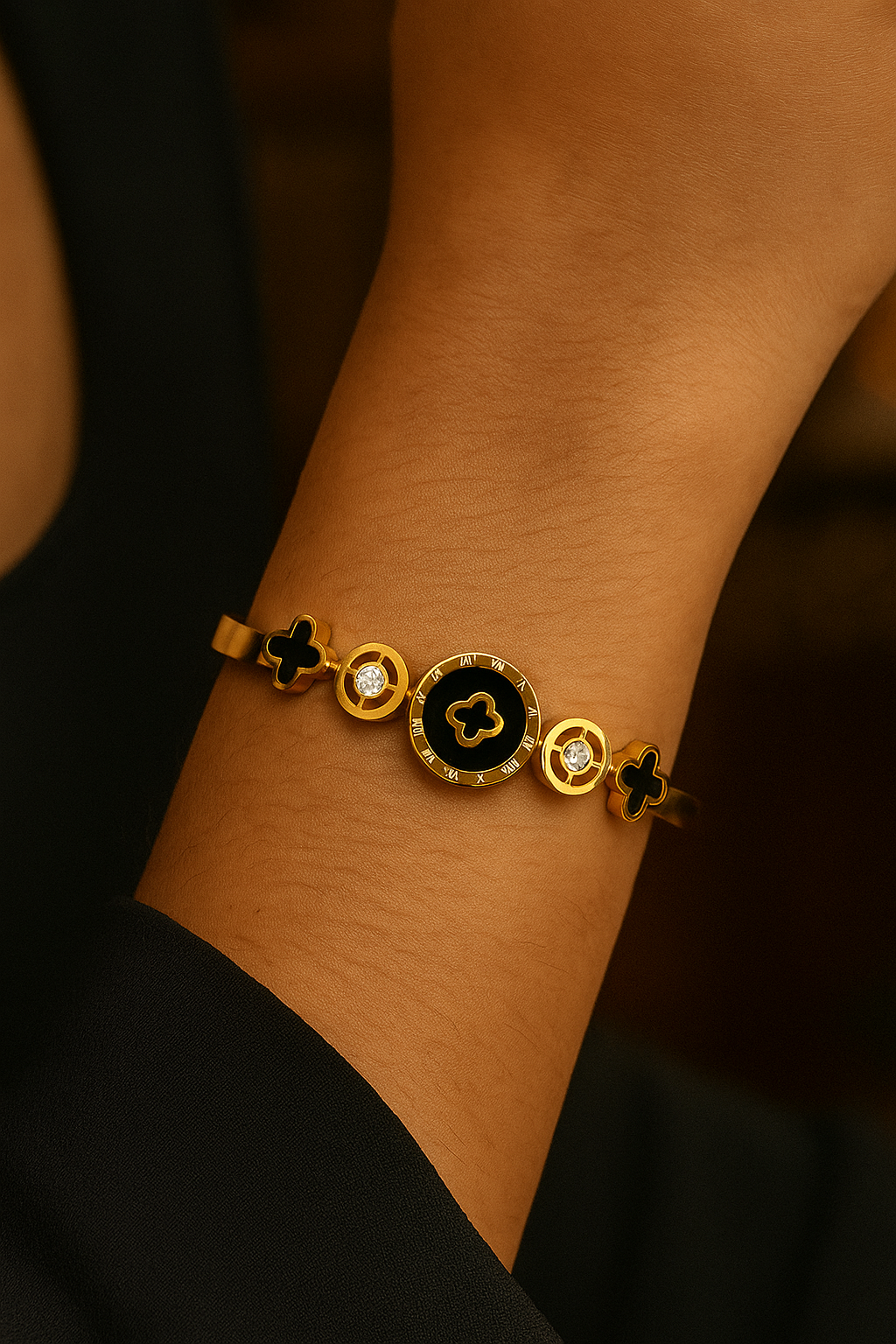 Elegant Gold & Black Bracelet