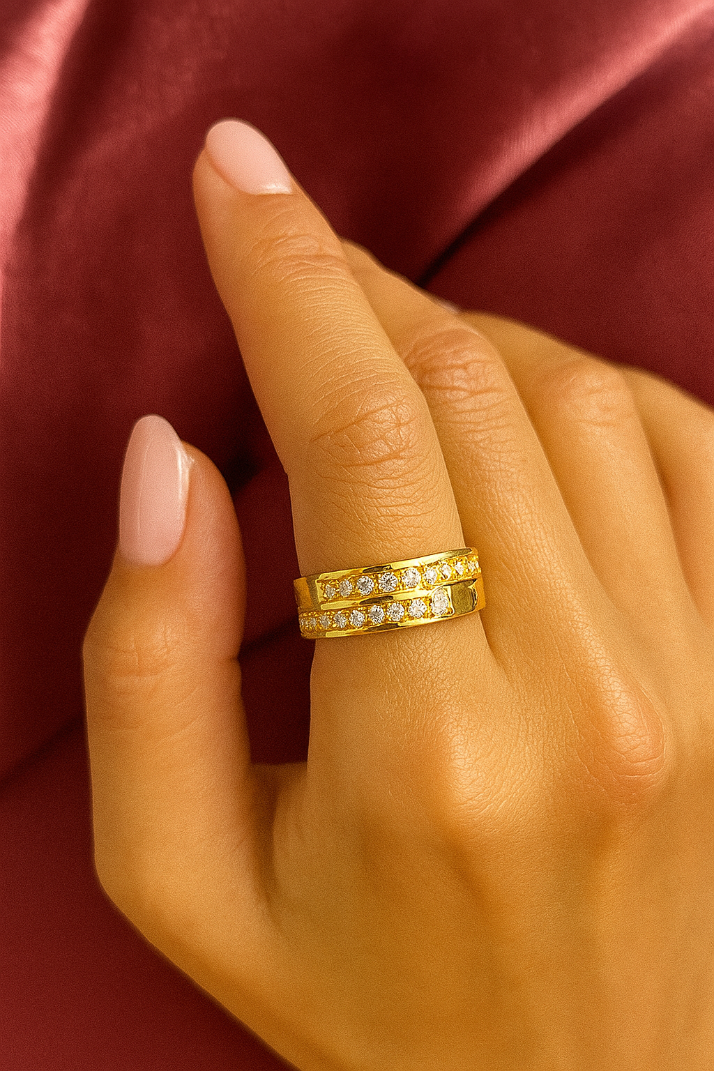 Studded Double Lined Ring