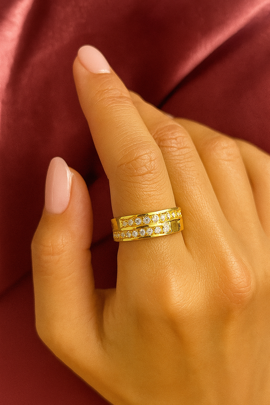 Studded Double Lined Ring