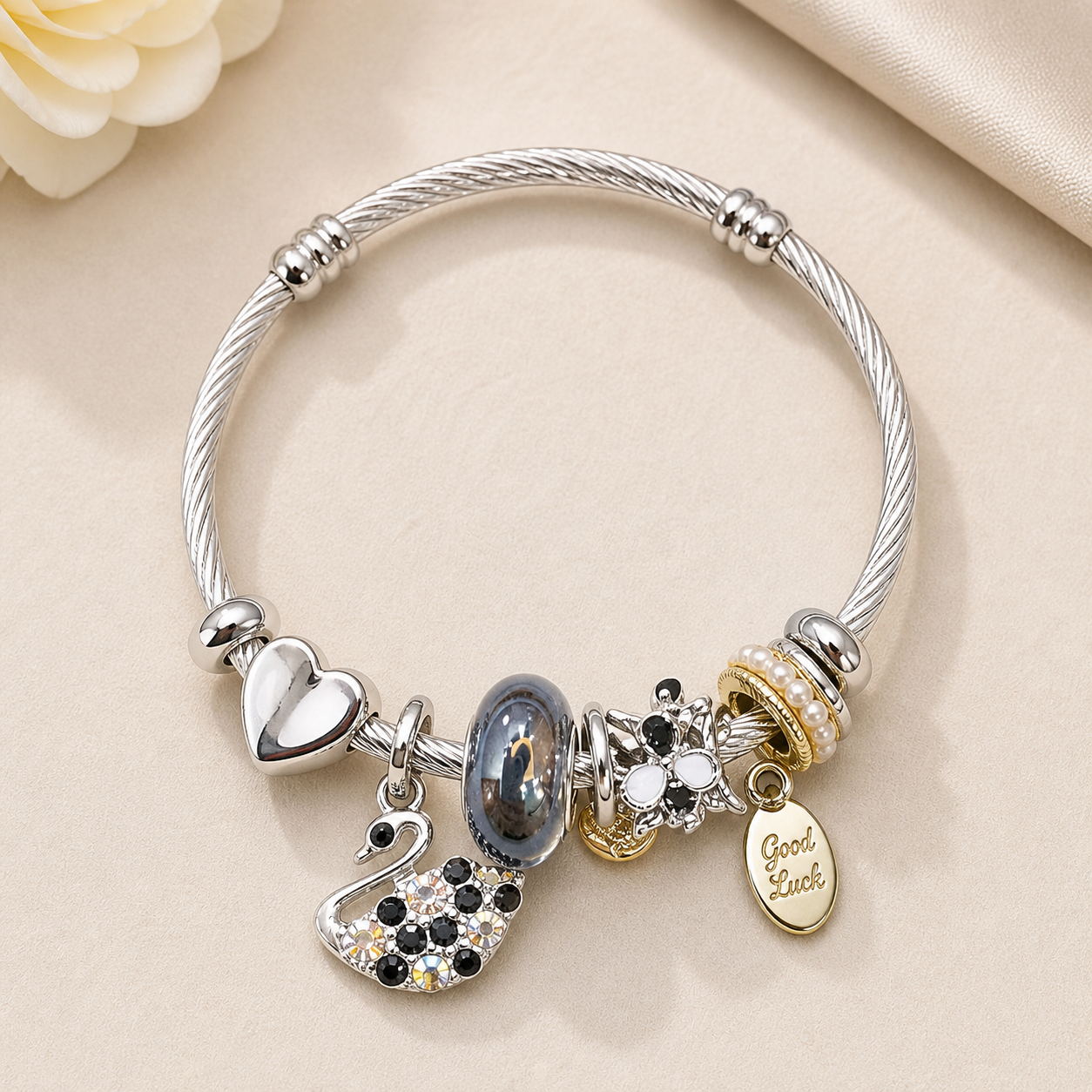 Swan Charm Bracelet