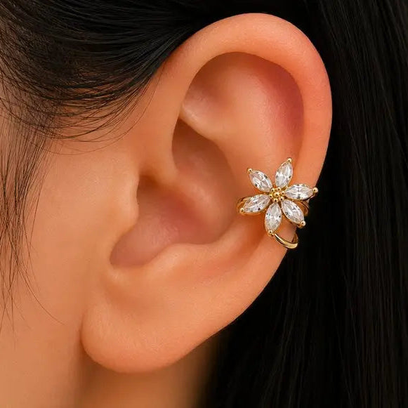 Floral Crystal Ear Cuff