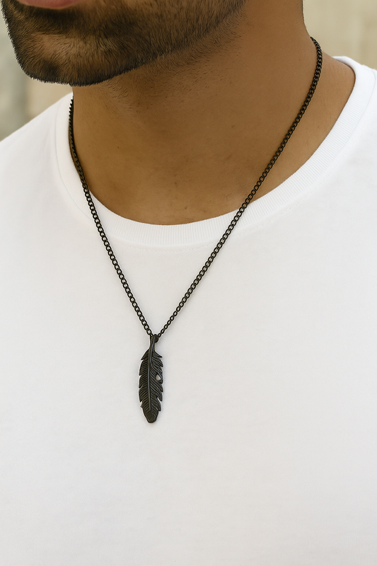 Black Leaf with Slim Chain