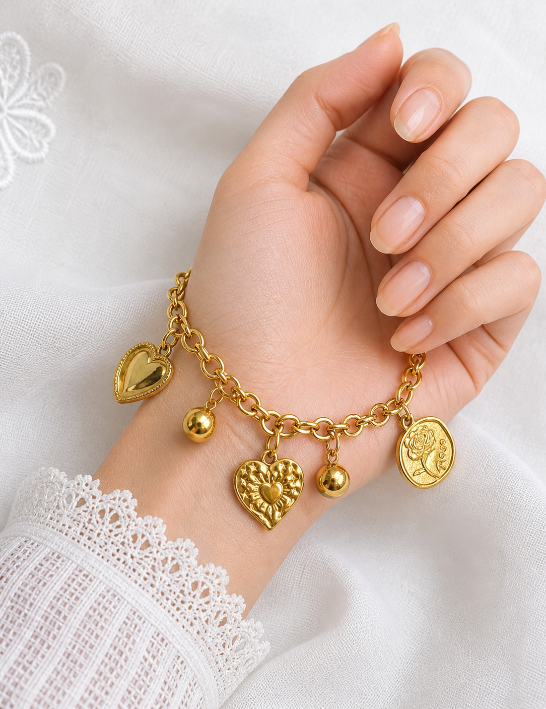 Gold Coin Charm Bracelet