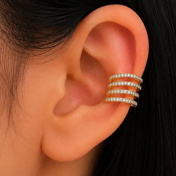 Four-Line Crystal Ear Cuff