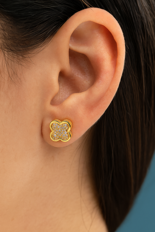Golden & Sparkle Flower Earrings