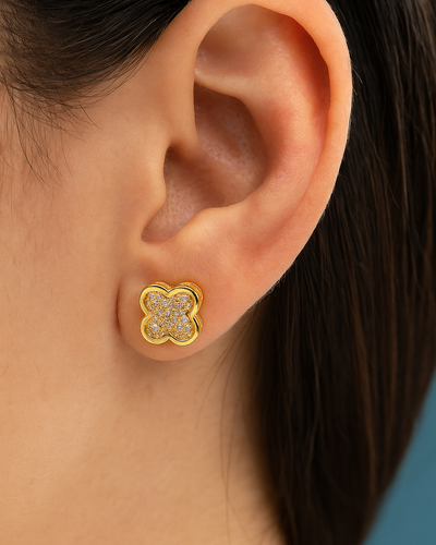 Golden & Sparkle Flower Earrings