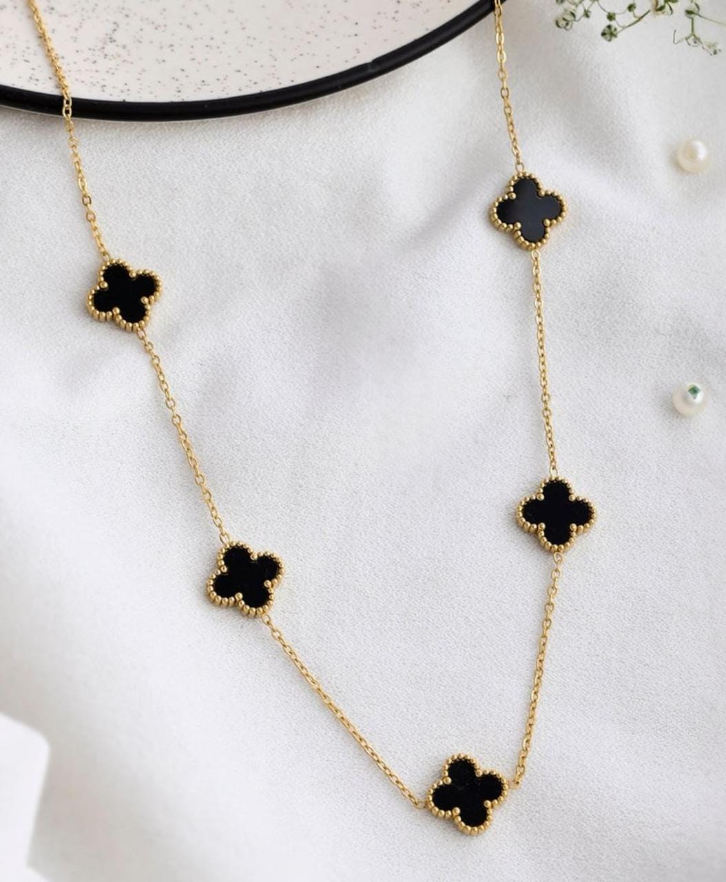 Moonlit Petals Necklace (Black)