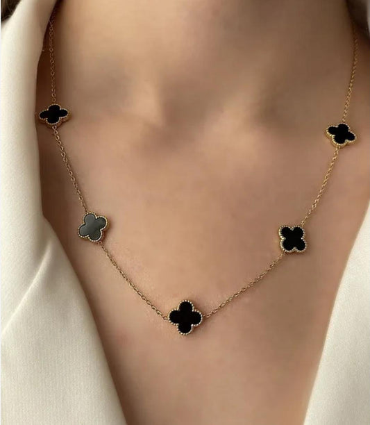 Moonlit Petals Necklace (Black)