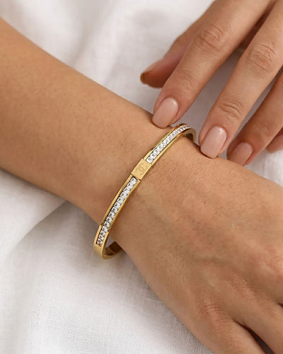 Double-Row Crystal Gold Cuff