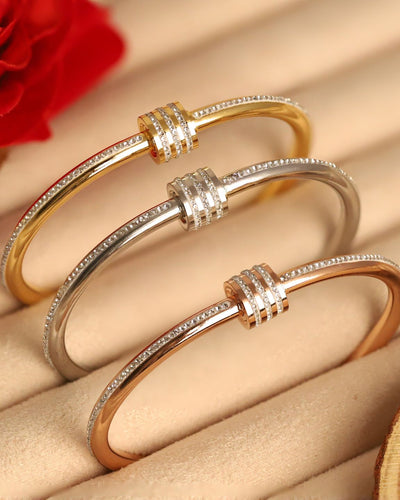 Triple-Tone Crystal Bar Cuff