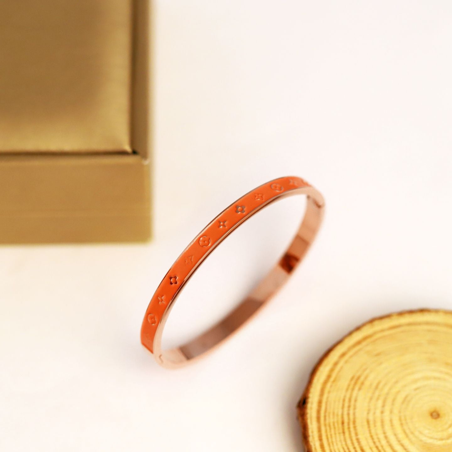 Orange Monogram Cuff Bracelet