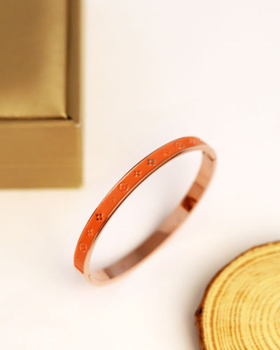 Orange Monogram Cuff Bracelet