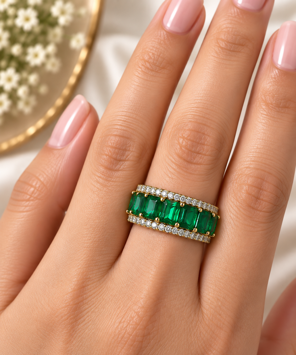 Emerald Grandeur Baguette Ring
