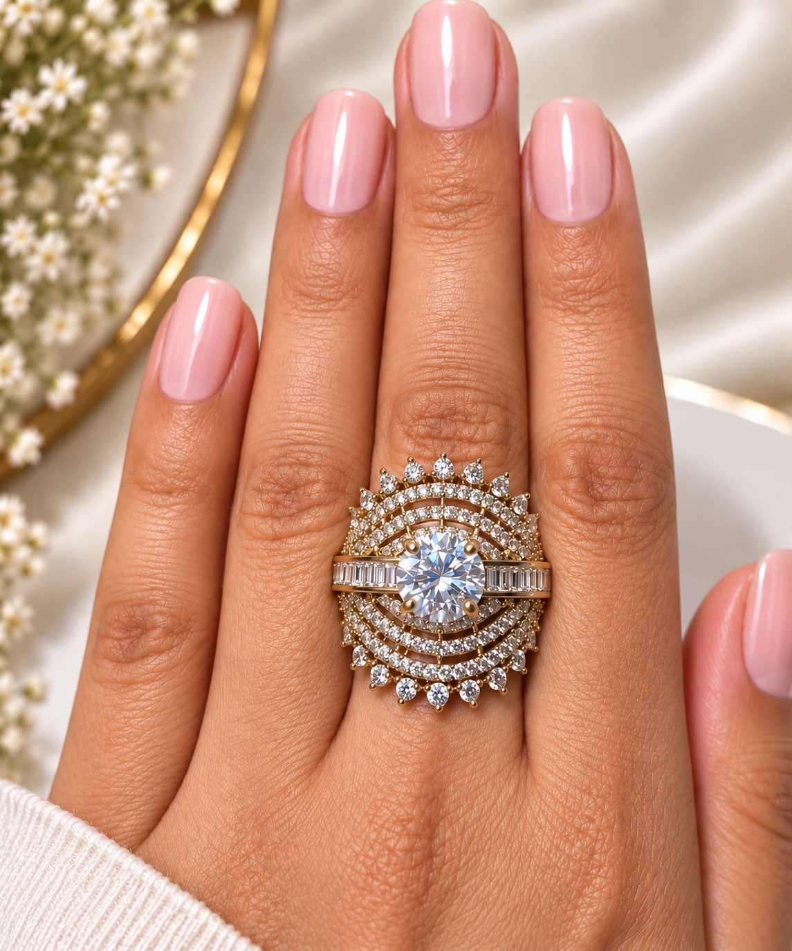 Celestial Diamond Halo Ring