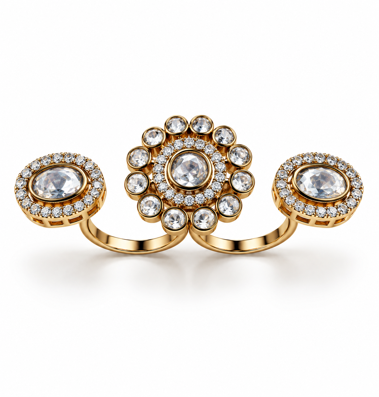 Royal Three-Stone Halo Ring
