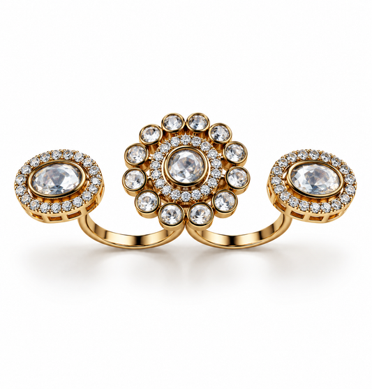 Royal Three-Stone Halo Ring
